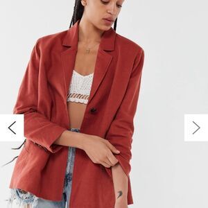 Urban Outfitters Linen Unstructured Blazer‎ Women's M Color Brick Red